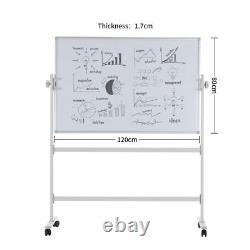 1200x800mm Large Magnetic Whiteboard Dry Erase White Magnetic Board Mobile Wheel