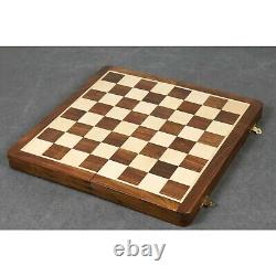 14 Large Rosewood & Maple Wooden Inlaid Magnetic Chess Set Board for Travel