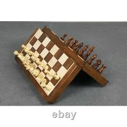 14 Large Rosewood & Maple Wooden Inlaid Magnetic Chess Set Board for Travel