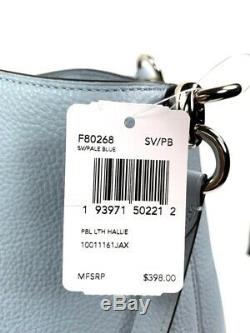 1942 Coach Hallie Pebbled Leather Shoulder Bag Handbag Pale Blue NWT $398