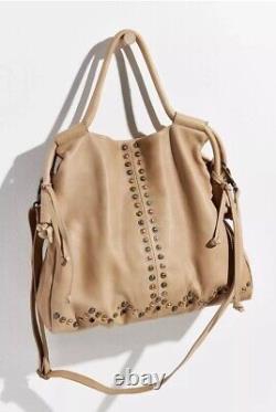 $198 We The Free People Savoy Tote Handbag Brown Studded Leather Crossbody L11