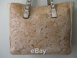 $199 As Is Patricia Nash Solero Amber Ash Tooled Leather Tote Purse Nwt