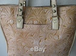 $199 As Is Patricia Nash Solero Amber Ash Tooled Leather Tote Purse Nwt