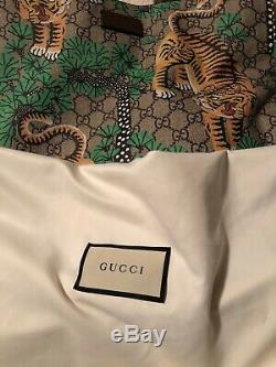 $2325 Ltd Ed Gucci Brown Beige Gg Supreme Bengal Tiger Tote Bag Removable Strap