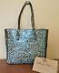 $269 Nwt Patricia Nash Solaro Turquoise Brown Tooled Leather Large Tote Handbag