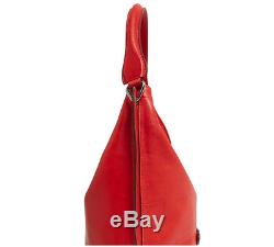 3D' Large Red Leather Hobo Shoulder Handbag Longchamp with Magnetic Snap