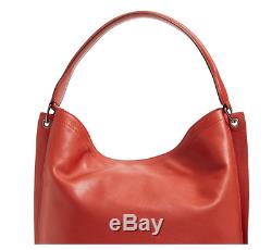 3D' Large Red Leather Hobo Shoulder Handbag Longchamp with Magnetic Snap