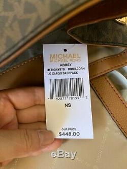 $448 NWT MICHAEL KORS Abbey Large Logo Cargo Backpack