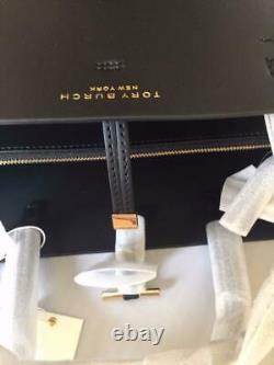 $528 AUTH NWT TORY BURCH Block T Compartment Black Leather Tote Satchel