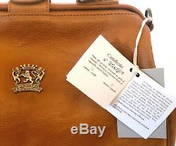 $650 Pratesi Monteriggioni Italian Aged Leather Doctor Bag B174 Cognac Brown