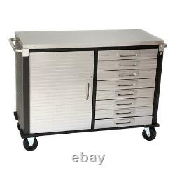 8 Drawer Rolling Workbench Seville Classics Side Cupboard Stainless 20249ES