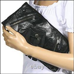 ALEXANDER MCQUEEN Legendary& Iconic Black Leather Clutch Bag with Glove! MUSTHAVE