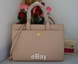 AUTH $598 Tory Burch Kira Collection Perfect Sand Leather Large Tote Shoulder