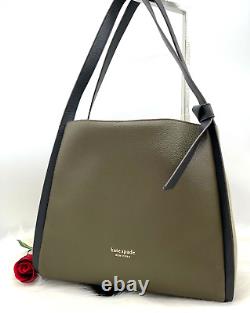 AUTH NWT Kate Spade New York Knott Colorblocked Pebble Leather Tote -Duck Green