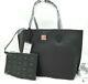 Auth Nwt Mcm Yris Large Leather Tote Shopper Bag In Black With Logo Zip Pouch