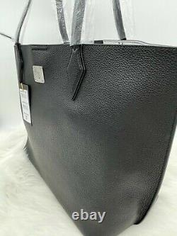 AUTH NWT MCM Yris Large Leather Tote Shopper Bag In Black With Logo Zip Pouch