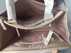 AUTH NWT TORY BURCH ELLA Canvas Pebbled Leather Tote Shopper Bag In Light Oak