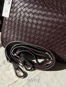 Abro Brand New Burgundy Finest Woven Leather Handbag with 2 strap options