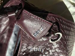Abro Brand New Burgundy Finest Woven Leather Handbag with 2 strap options