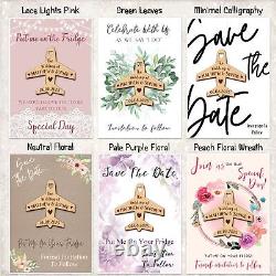 Aeroplane Travel Abroad Wooden Wedding Save The Date Magnets & Backing Cards