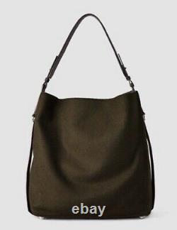 All Saints Paradise North South Wool Leather Tote Shoulder Bag, Dark Chocolate