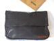 Ally Capellino'new' Soft Vintage Black Stitched Leather Clutch Magnetic Large