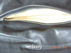 Ally Capellino'NEW' Soft Vintage Black Stitched Leather Clutch Magnetic Large