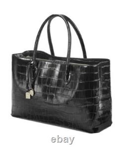 Aspinal of London Large London Tote In Black Soft Croc Leather Brand New