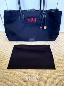 Aspinal of London Navy London Tote Leather & Canvas New