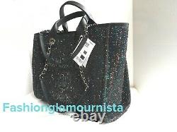 Auth BNIB Chanel Deauville Tote Black Sequin Shopper Bag 20A