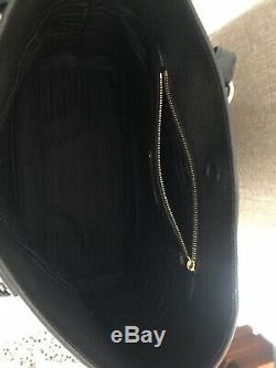 Auth New Prada 1BG100 Black Leather Vitello Phenix Shopper Purse Embossed Logo