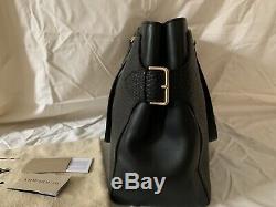 Authentic Burberry Large Clarborough Leather Black Grain Tote Shoulder Bag