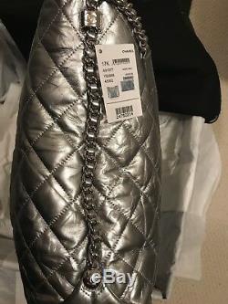 Authentic Chanel Big Bang silver hobo bag purse handbag paperwork box calfskin