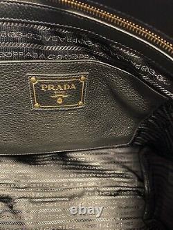 Authentic Prada Pelle Vitelli Phenix Nero Leather Large Tote Crossbody New
