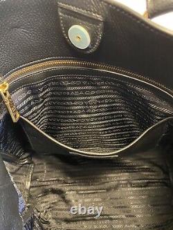 Authentic Prada Pelle Vitelli Phenix Nero Leather Large Tote Crossbody New