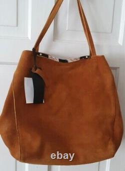Autograph Tan Suede Leather Slouch Tote Bag
