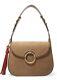 Bnwt Tory Burch Large Suede Tan Shoulder Top Handle Bag With Red Tassel