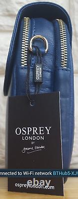 Bnwt, Osprey London'lottie' Large Navy Leather Phone X-body Bag Rrp £149