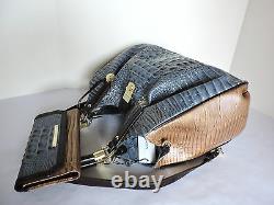Brahmin Elisa Hobo Blue Satellite Palma Leather Carryall Bag+CB Wallet NWTHTF