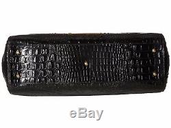 Brahmin Lincoln Satchel Black Croc Leather Business Brief Work Bag Finley