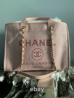 CHANEL 20A Pink Deauville Tote Large GST Grand Shopper 2020 Blush Leather NWT
