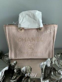 CHANEL Beige Deauville Tote Large GST Grand Shopper 2020 20A NWT NEW Blush Pink