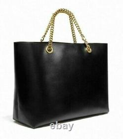 COACH Black Refined Calf Leather Signature Chain Central Tote Shoulder Bag 78218