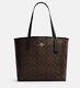 Coach City Tote In Signature Canvas Women Brown Black Shoulder Bag Brand New