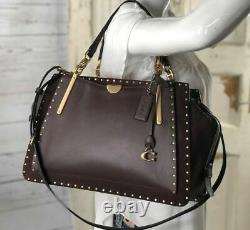 COACH Dreamer 36 Leather Satchel Carryall 31020 Mixed Oxblood Red Rivets Studs