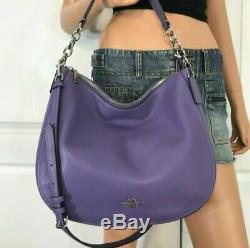 COACH Elle Hobo Pebbled Leather Shoulder Bag Satchel F31399 Light Purple Silver