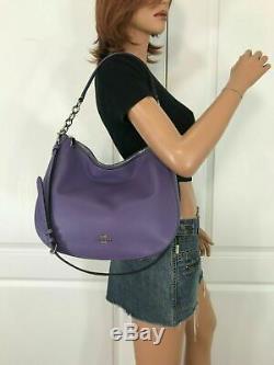 COACH Elle Hobo Pebbled Leather Shoulder Bag Satchel F31399 Light Purple Silver