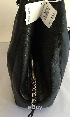 COACH F22210 F28998 Lexy Shoulder Bag Pebble Leather With Chain Strap Black NWT