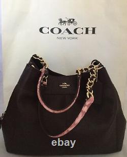 COACH F25944 Lexy Exotic Leather With Chain Strap Handbag IM/Oxblood/Multi NWOT