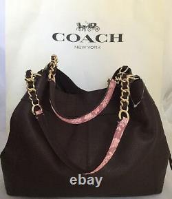COACH F25944 Lexy Exotic Leather With Chain Strap Handbag IM/Oxblood/Multi NWOT
